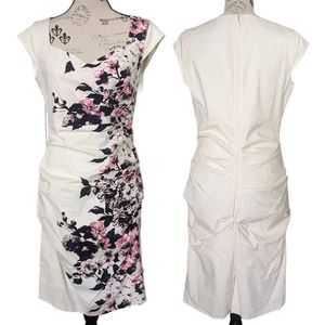 Le Chateau Floral Ruched Stretch Pencil Sheath Dress